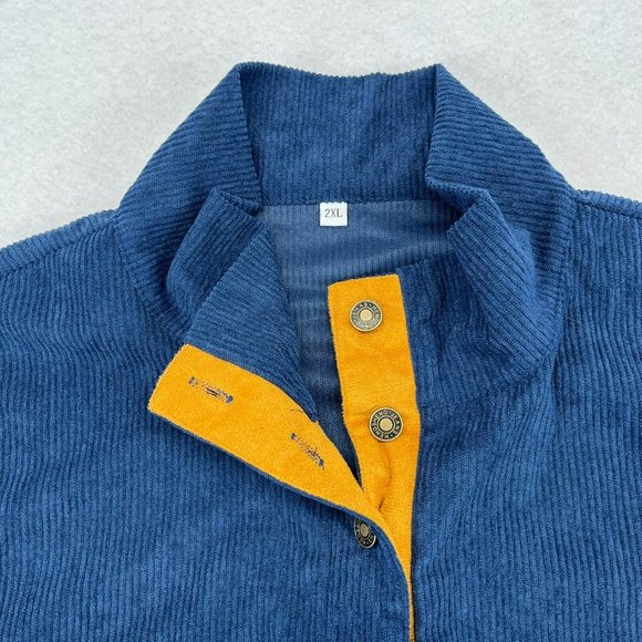 Hengsheng Jeans 1/4 Zip Sweater Shirt 2XL XXL Men's Corduroy Lightweight - Picture 3 of 11